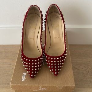 Christian Louboitin Red Studded Heels- size 39
